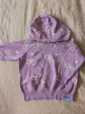 Toddler Harry Potter Hooded Sweater with Glasses Pattern